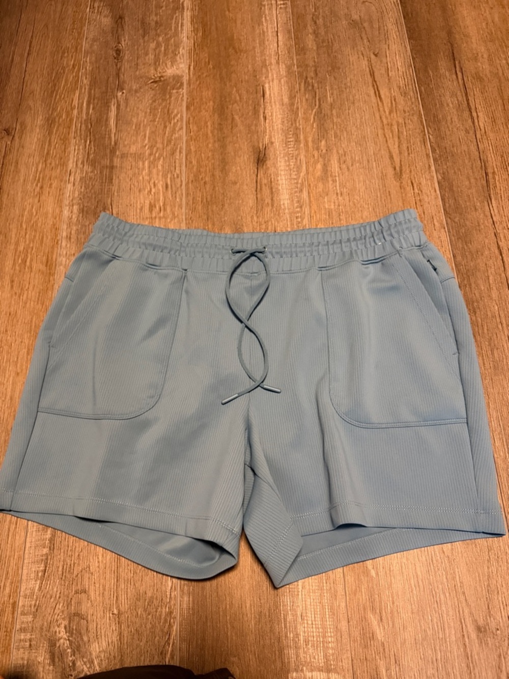 Mondetta Slate Blue Elastic Waist Ribbed Shorts
